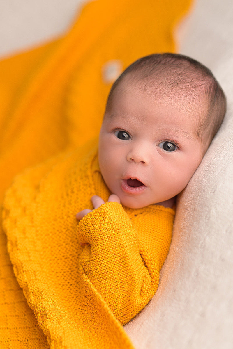 Couverture Bébé en Coton Bio - Micu Micu - Cadeau Naissance - Orange Soleil  – Pépites